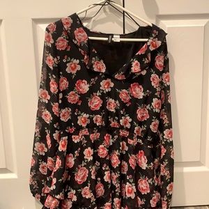 Size 14 dress black with pink flowers